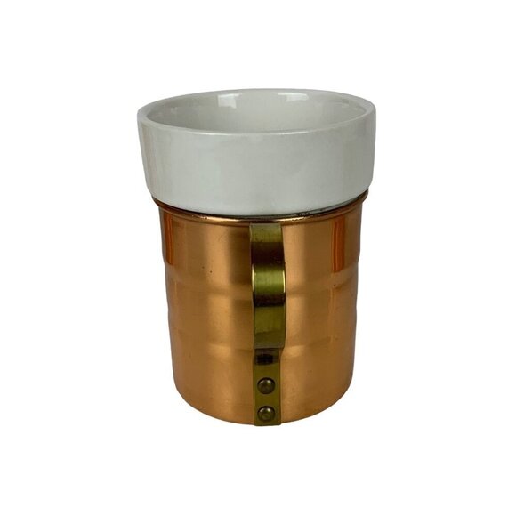 Vintage Baker Hart & Stuart Copper & Ceramic Mugs Set Of 4 Turkish Coffee Tea - Picture 4 of 7